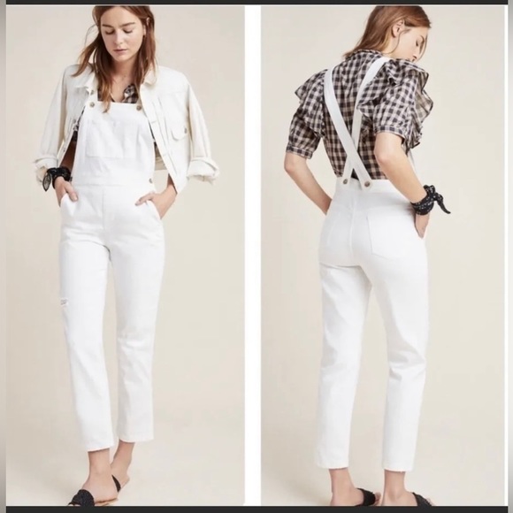Pilcro and the Letterpress by Anthropologie White Overalls - Picture 1 of 11